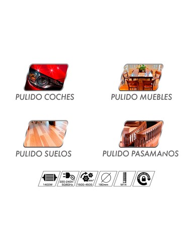 PULIDORA ELÉCTRICA TOTAL 180MM 1400W