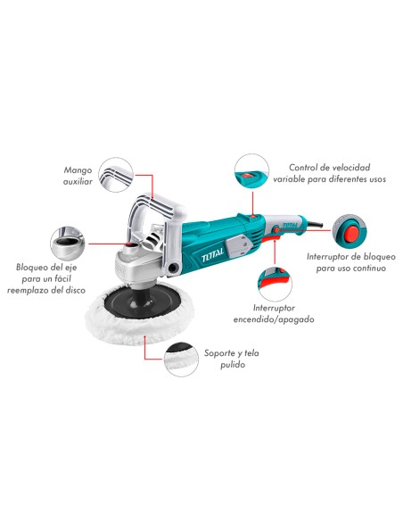 PULIDORA ELÉCTRICA TOTAL 180MM 1400W