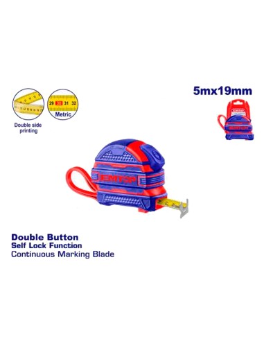 CINTA METRICA 5M x 19mm (BOTON STOP - CUBIERTA...